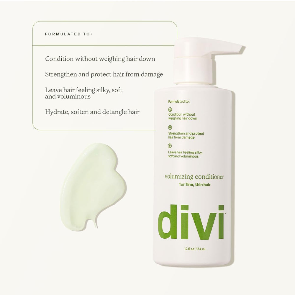 Divi volumizing duo packaging interior features postbiotics and green tea.