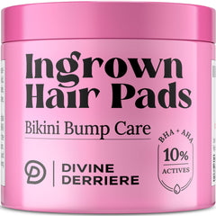 Divine Derriere Ingrown Hair Pads bottle for soothing post-shave care