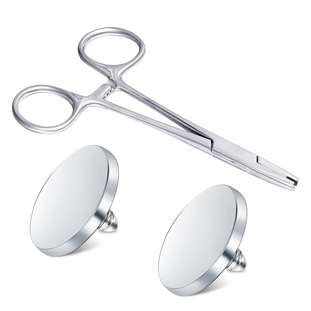 DJCIW 5mm jaw piercing-ball removal tool demonstrates precise screw action for dermal tops.