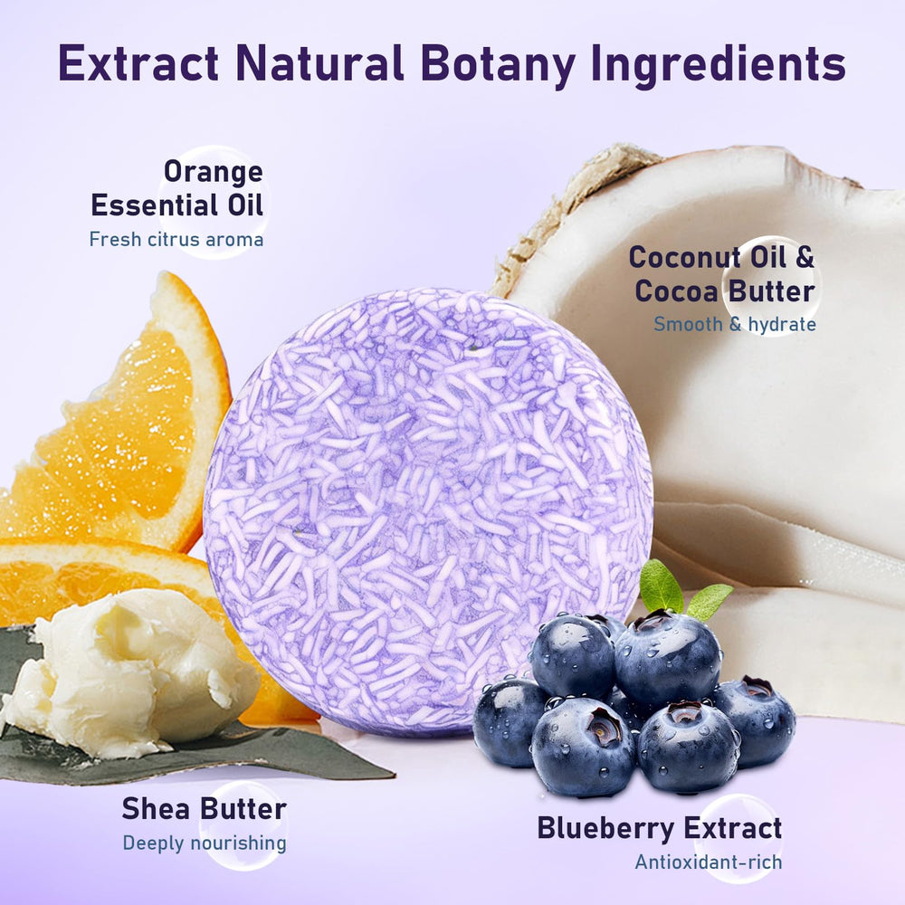 Dkwouzxsp blueberry shampoo bar and conditioner bar duo for shine and strength.