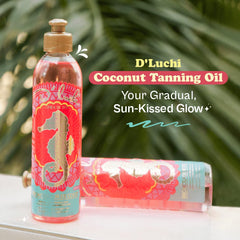 Close-up of texture showing silky skin feel from D'Luchi tanning oil.