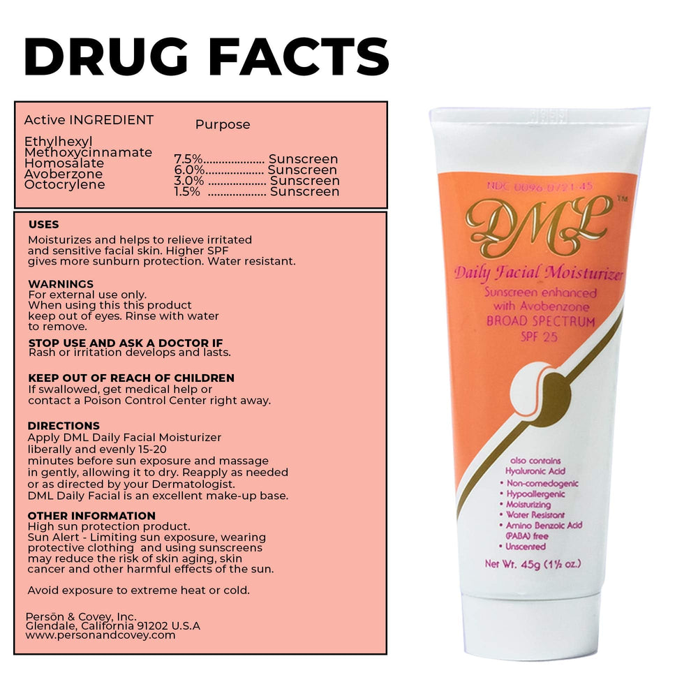 DML Daily Facial Moisturizer applied to the face for smooth blend and makeup-base potential