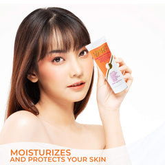 DML Daily Facial Moisturizer applied to the neck for extra protection and hydration