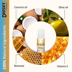 DMSKY lip balm tube front view showing neutral fragrance for all recipients.