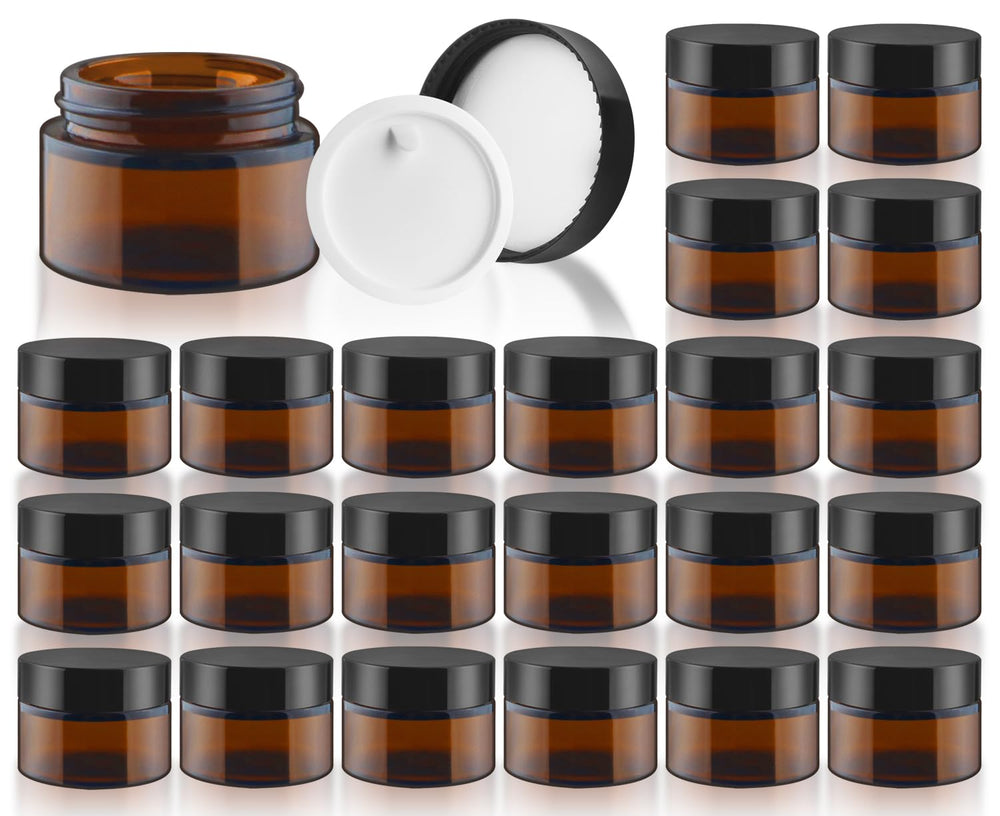 DMuuuDM amber glass jar with black lid protecting creams from light for daily use
