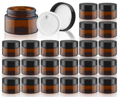 DMuuuDM amber glass jar with black lid protecting creams from light for daily use