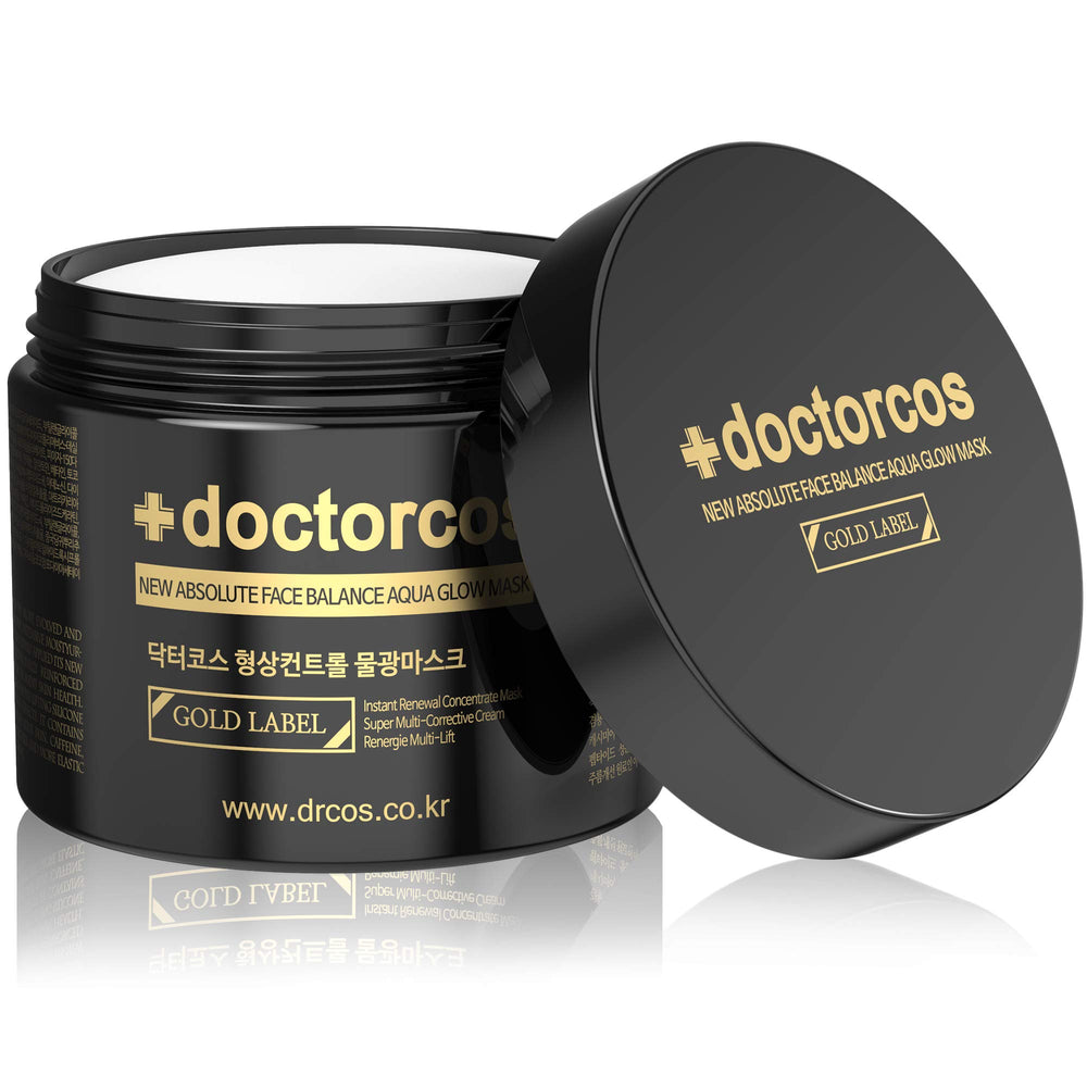 DOCTORCOS Gold Label Water Glow Mask Cream jar closeup highlights rich hydration.