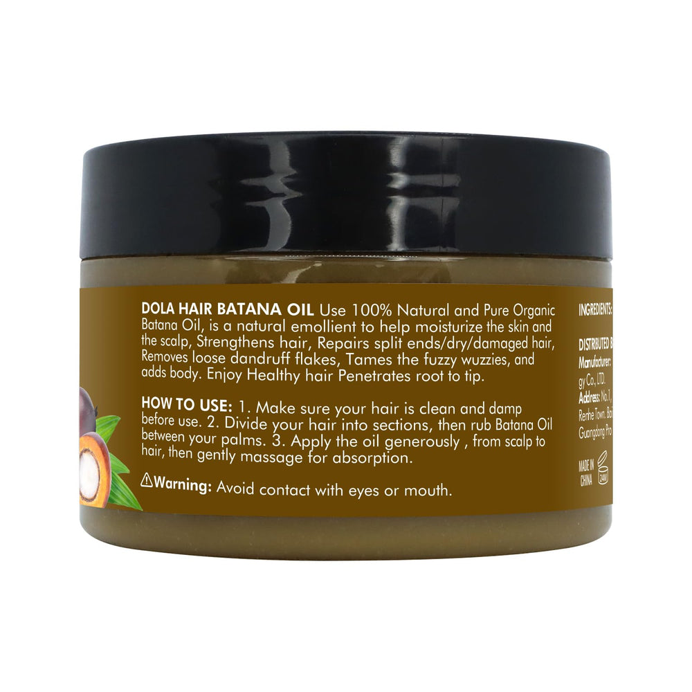 Dolahair Batana Oil bottle shown with warm, natural care quality