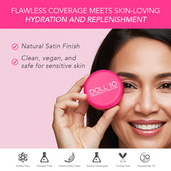 Doll 10 No Peptide Bounce Balm Foundation brush application for blendable coverage