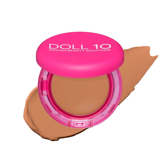 Doll 10 Peptide Bounce Balm Foundation bottle close-up for hydrated, natural-looking coverage.