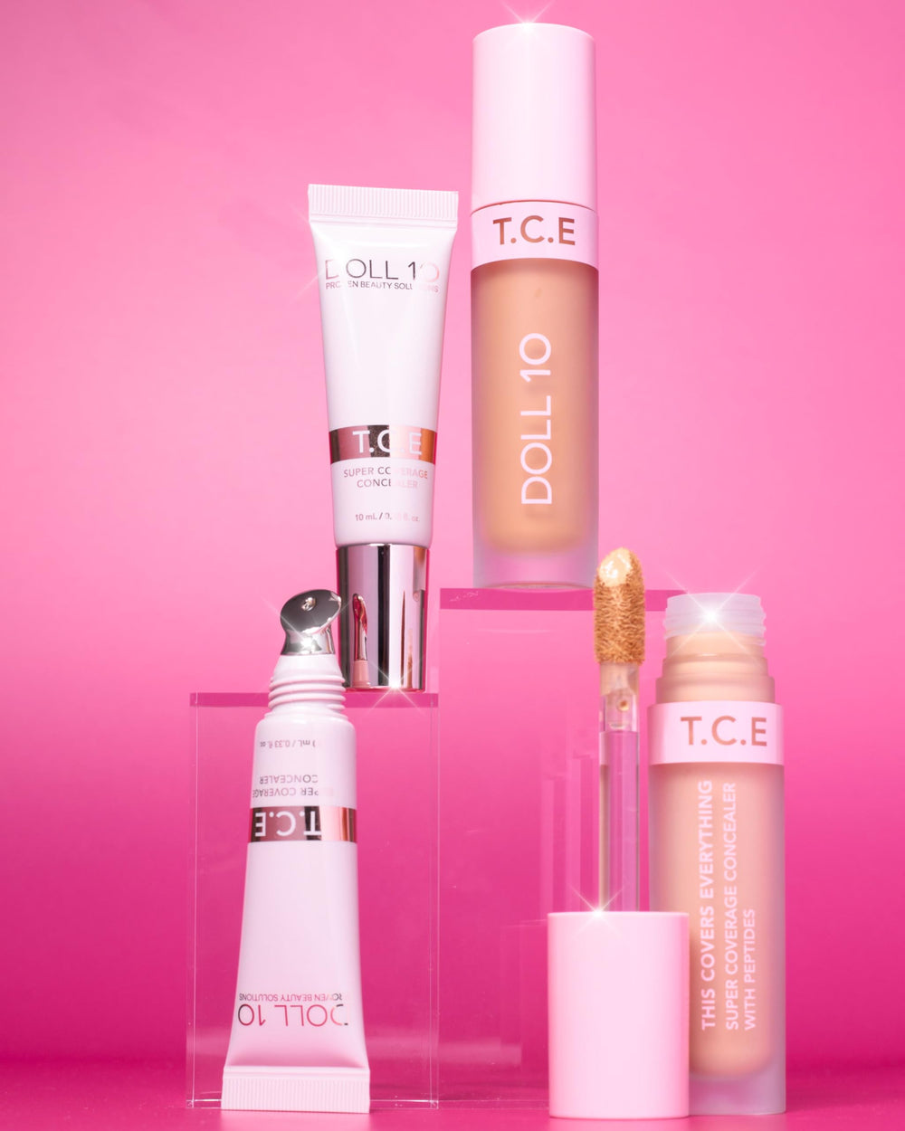 Doll 10 T.C.E concealer being applied for under-eye coverage