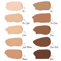 Doll 10 T.C.E concealer swatches on tan/deep skin showing color correction