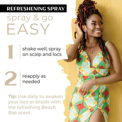 Dollylocks Refreshening Spray with witch hazel soothes scalp and promotes cleanliness