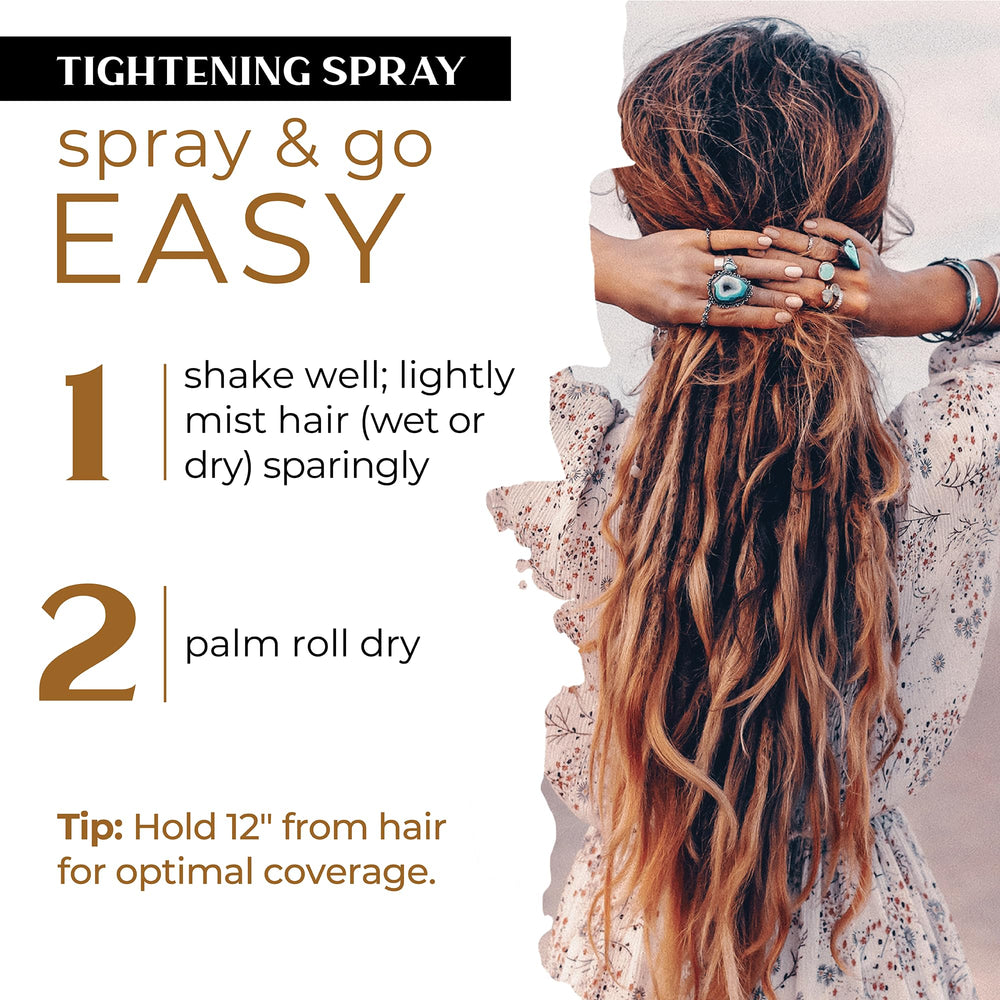 Dollylocks Sea Salt Texture Spray on locs showing tightened new growth.