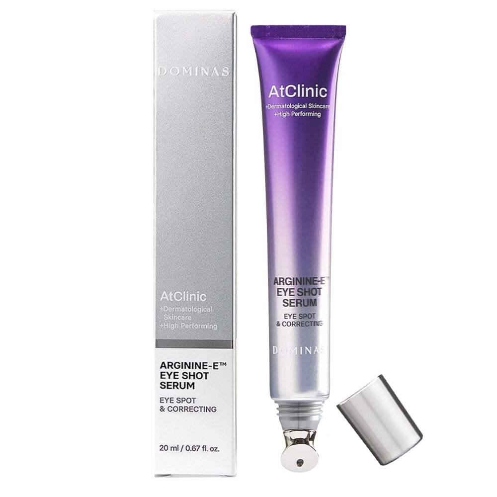 DOMINAS Arginine-E Eye Shot Serum bottle for refreshed under-eye skin.