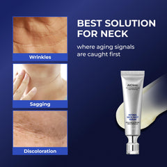 DOMINAS AtClinic serum ingredients label highlighting key actives for neck care.