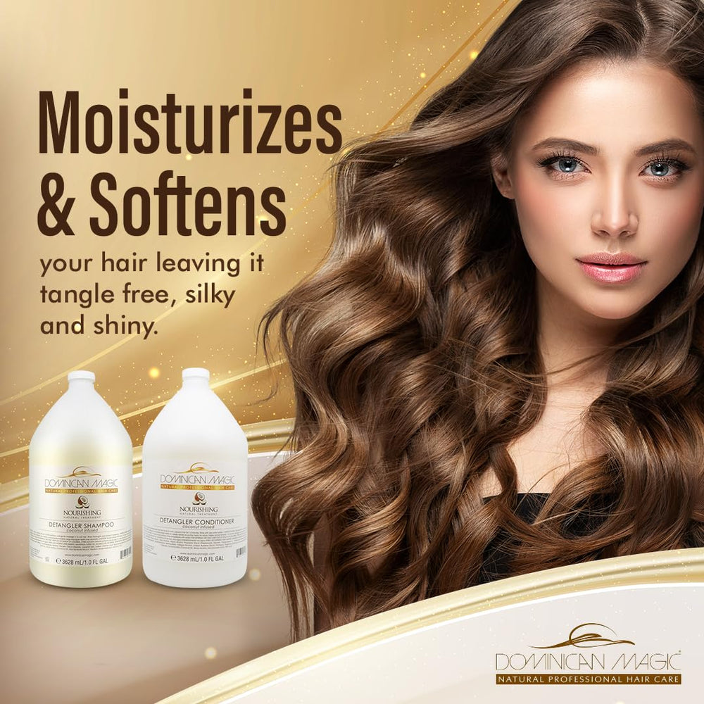 Dominican Magic Coconut Detangler Conditioner bottle showcases deep moisture for easy detangling.