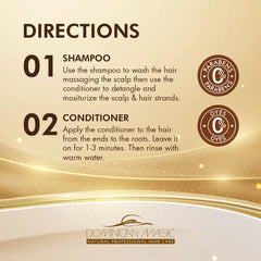 Dominican Magic Coconut Detangler hair detail shows smooth, tangle free strands.
