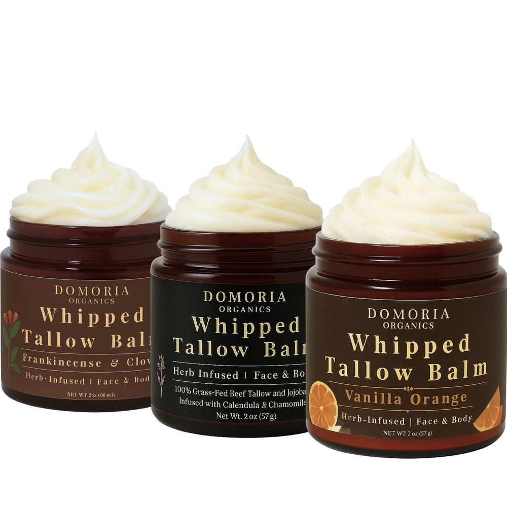 Domoria Organics chamomile calendula balm jar for gentle dry-skin care.