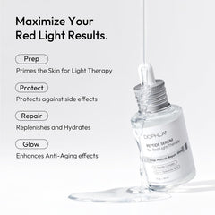 Dophla serum applied on face and neck for a refreshed feel during LED routine