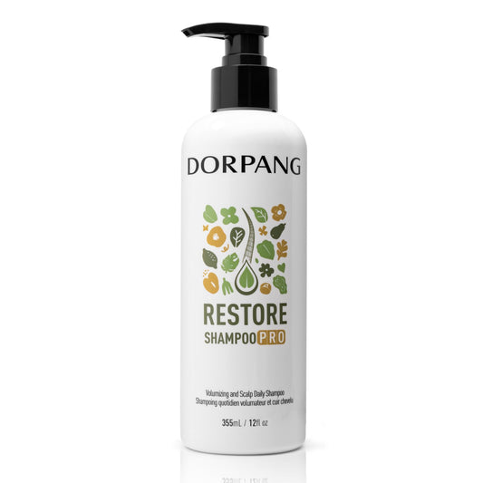 DORPANG Restore Shampoo bottle front view highlighting thinning-hair support formula.
