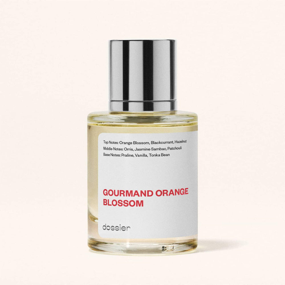 Dossier Gourmand Orange Blossom base-notes praline, vanilla, tonka bean create warmth