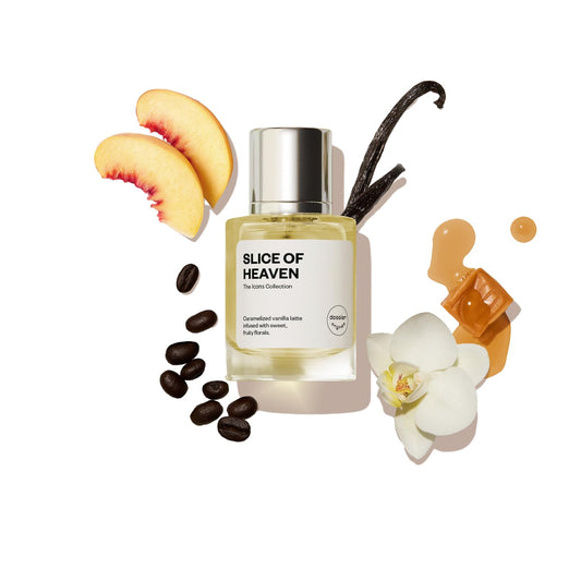 Dossier Slice of Heaven bottle front, inviting gourmand notes for daily elegance