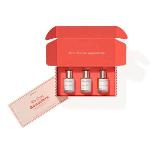 Dossier trio display showing all three scents for quick selection