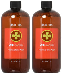 doTERRA On Guard foaming hand wash bottle emitting citrus aroma for refreshed hands