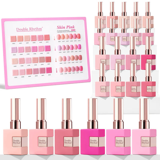 Double Rhythm gel polish bottles arranged for cohesive 28-color set.