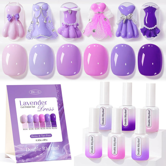 Double Rhythm gel polish swatch in lilac showing vibrant color and all-season shine