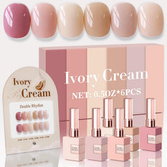 Double Rhythm 6pcs 15ml gel polish set for at-home manicures with even color