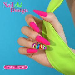 Double Rhythm swatch on nail shows quick cure and durable color
