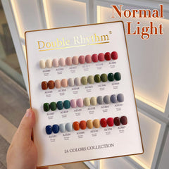 Double Rhythm base, top, and building gels shown for complete gel system.