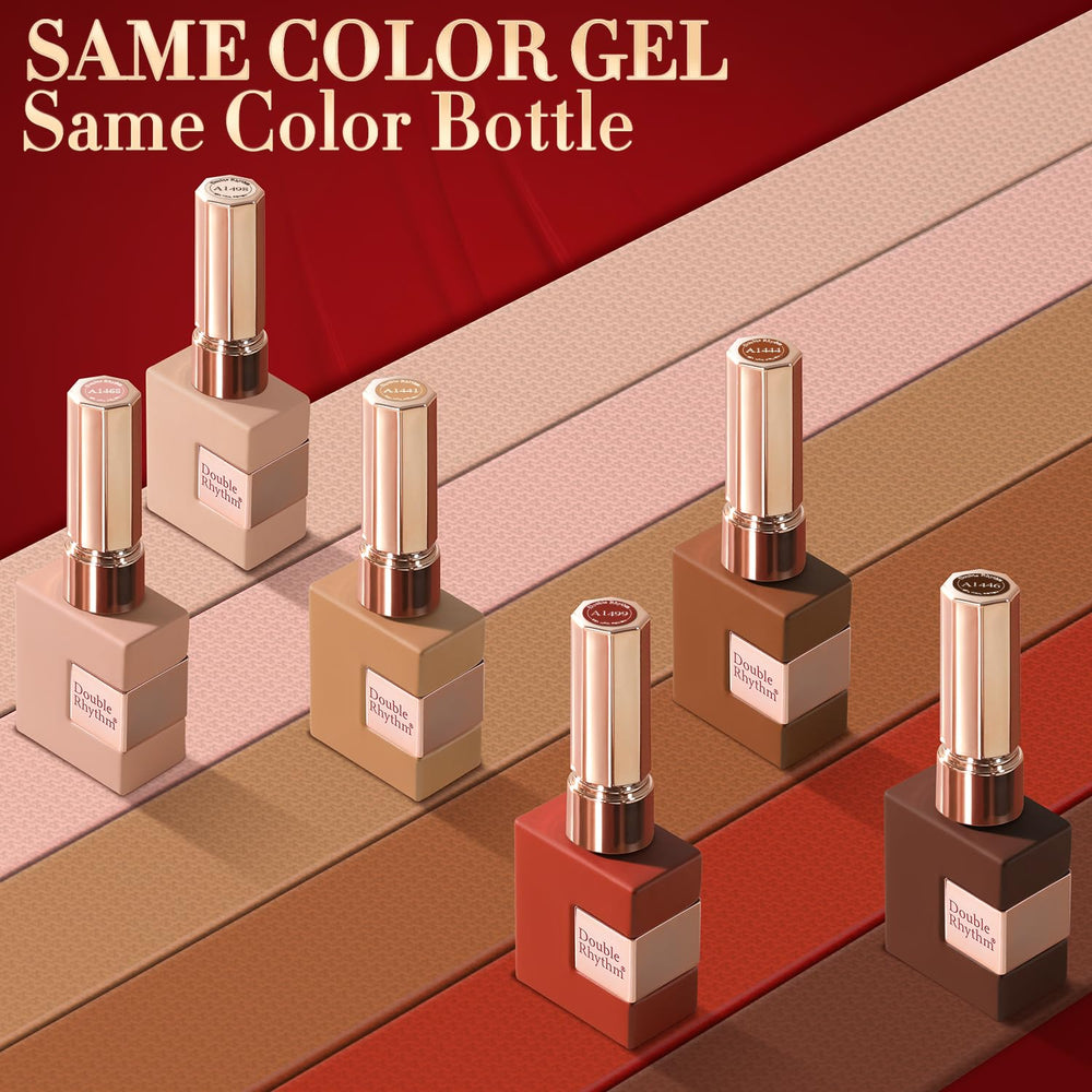 Double Rhythm beige gel polish bottle for a soft natural finish