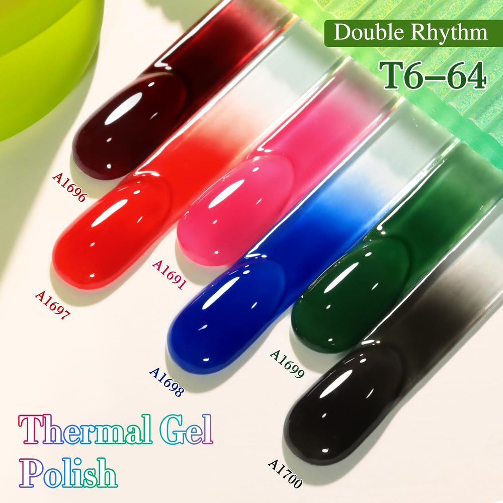 Brilliant shine finish of Double Rhythm gel polish on smooth nail surface.