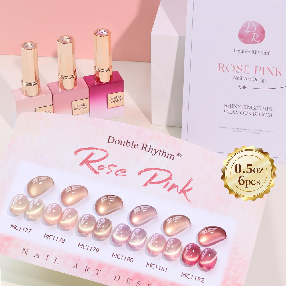 Double Rhythm Cat Eye Rose T6-32 glitter texture offers rich shine.