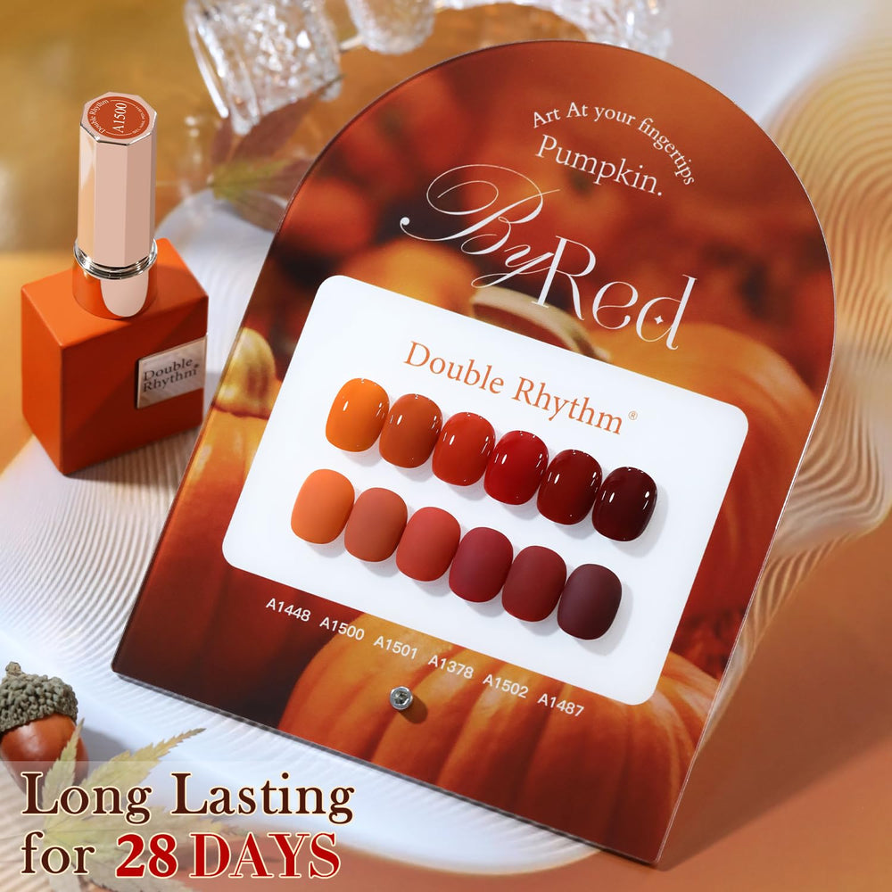 Double Rhythm finished manicure with rich, high-gloss color.