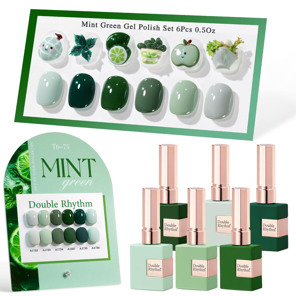Double Rhythm Dark Mint Frost bottle showing rich gel polish color for professional results