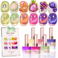 Double Rhythm Fruit Cat Eye Rose Pink gel polish bottle with shimmering finish.