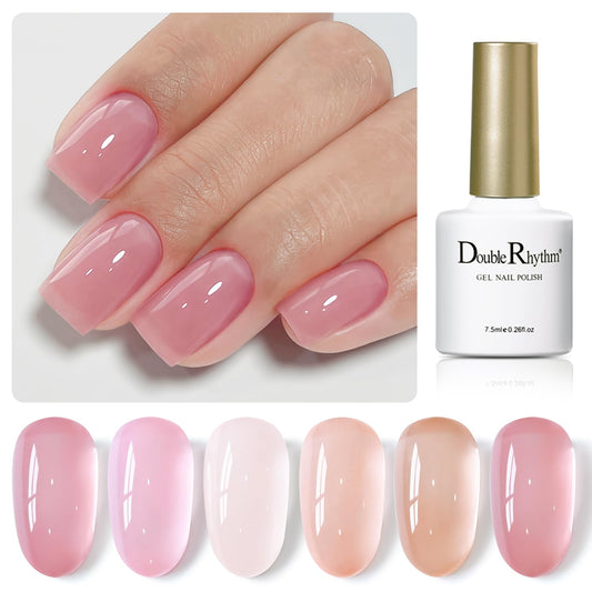 Double Rhythm gel nail polish set of 6 colors for versatile at-home manicures.