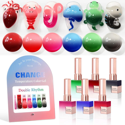 Double Rhythm burgundy color-changing gel polish for home manicures, vivid and glossy.