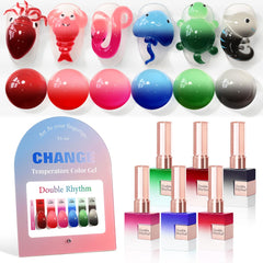 Double Rhythm burgundy color-changing gel polish for home manicures, vivid and glossy.