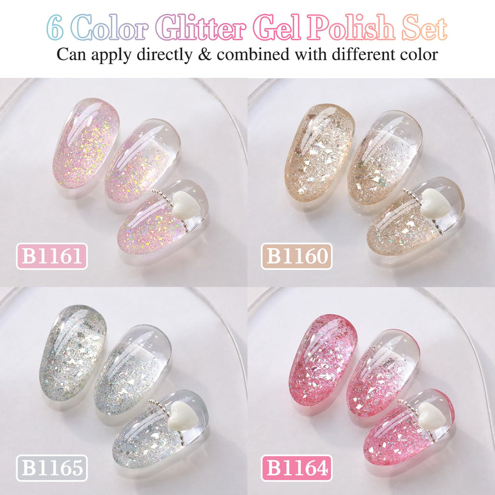 Double Rhythm gold glitter gel polish bottle emphasizing reflective sparkle