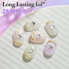 Glimmering nails achieved with Double Rhythm glitter gel polish