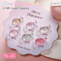 Double Rhythm silver glitter gel polish bottle for festive nail art