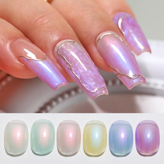 Double Rhythm Mermaid White jelly gel polish for a delicate base.