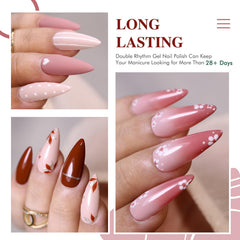 Double Rhythm light pink gel polish for delicate, glossy nails at home.