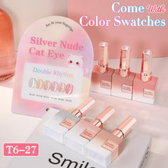 Double Rhythm magnetic holographic shimmer polish highlights the glittery, eye-catching finish.