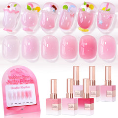 Double Rhythm milky nude pink gel polish bottle front with long-lasting color